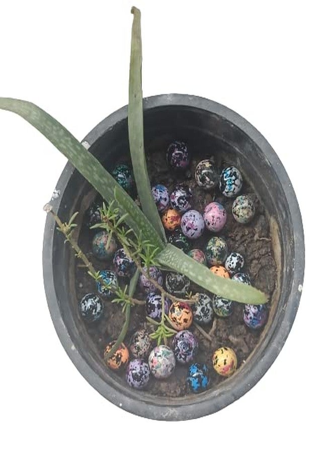 Parakh Stylish Multicolour Printed Round Balls Glass Marble Pebbles for Vase Fillers, Glass Gems Stone, Aquarium Fish Tank, Party Decoration (70 Pcs) - Image 1